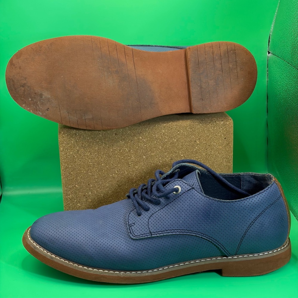 Tommy Hilfiger Seaside Oxford Shoes Mens 10.5 Navy Blue Perforated Leather Derby